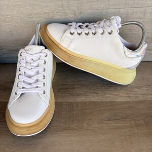 NINE WEST Women's ALLIE3 Smooth Leather Platform Lace Up Size 9.5M Women Shoes